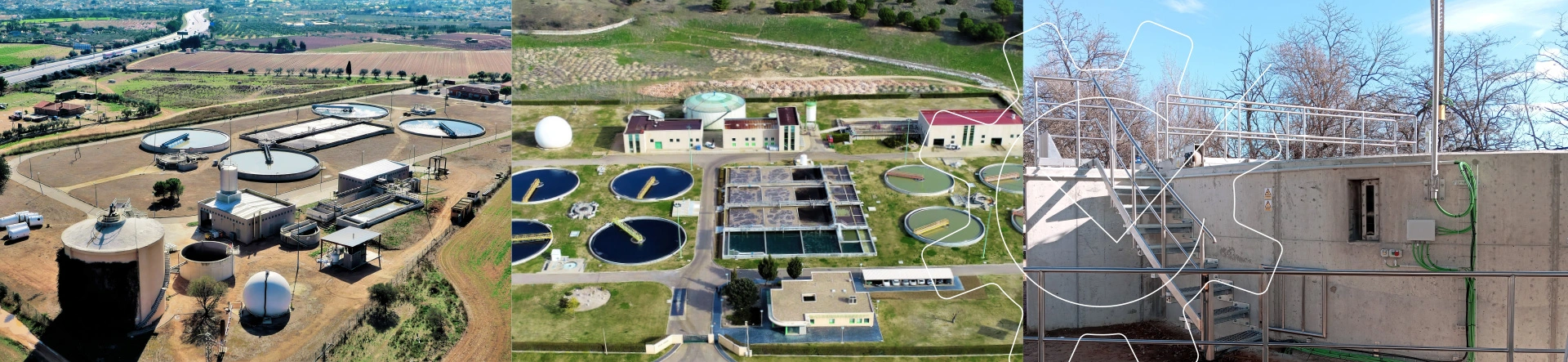 Plantas de tratamiento de aguas residuales en distintas regiones en España